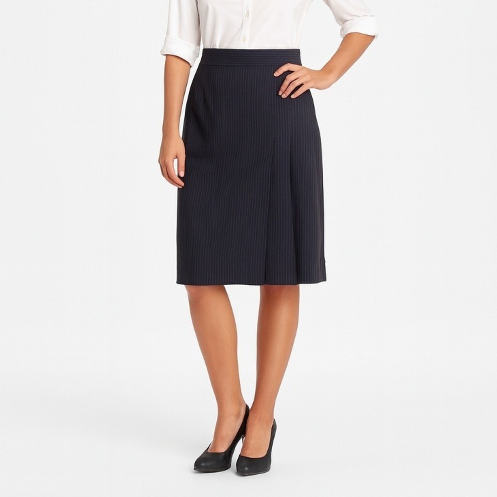 Brooks Brothers Navy Blue 346 Pinstripe Wool Blend Pencil Skirt Women Size 12